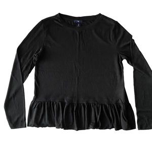 Black long sleeved peplum top, Size L